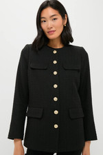 $248 NWT POMANDER PLACE Black Tweed Boucle Jennings Jacket Tuckernuck ELEGANT XS picture