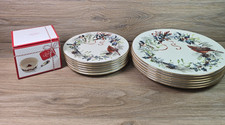Lenox Winter Greetings Dinner Plates Set of 6 + Dip Bowl. 8 in & 11 in Plates picture
