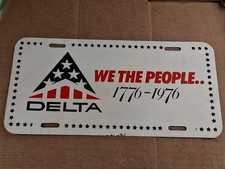 Rare Delta Airlines Bicentennial 1976 We The People Booster Metal License Plate picture
