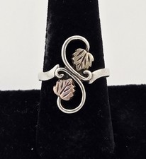 Vintage Black Hills Gold Leaf Sterling Silver Ring Size 7.5 - 4.8g 12K 925 picture