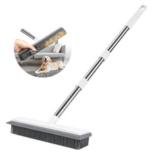Pet Hair Removal Rubber Broom Carpet rake with Squeegee Stainless Steel Handle picture