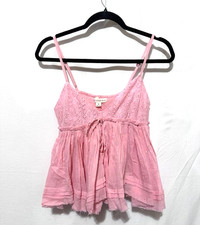 Aeropostale Women's Size XS Pink Cropped Babydoll Style Spaghetti Strap Top picture