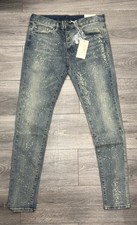 MNML Jeans Mens 33x32 Skinny Blue Bleach Splatter Streetwear NWT picture