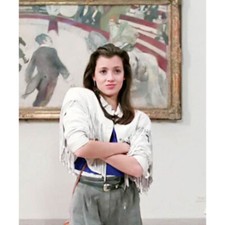  Sloane Peterson Ferris Bueller's Day Off Mia Sara White Fringe Leather Jacket picture