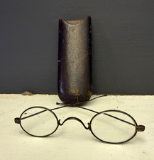Antique CIVIL WAR PERIOD STEEL FRAME EYEGLASSES, Optical With Case picture
