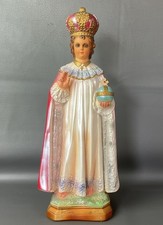Vintage Ceramic Holy Infant Jesus of Prague Saint Statue W/ Globus Cruciger 17” picture