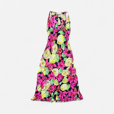 Vintage Blumarine Floral lemon Bodycon Midi Dress Scoop Neck Sleeveless XS/S picture