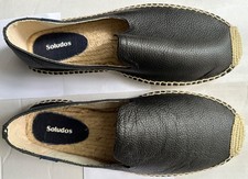 Black LEATHER Soludos Espadrilles Ladies Size 10-1/2 - New picture