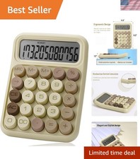 Stylish 12-Digit Mechanical Calculator with Big Buttons & Large LCD in Khaki picture