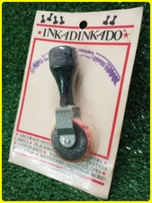 Vintage 1987 Rubber Roller Stamp InkaDinkaDo Trains On Track Wood Handle picture