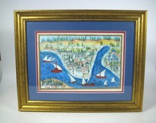 Istanbul Bosphorus Miniature Painting Framed Turkey Constantinople Mosques picture