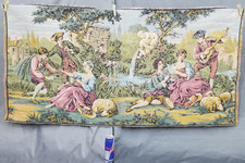 Vintage French Rococo Pastoral Musical Scene Wall Hanging Tapestry 146x74 cm picture