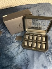 WOLF Windsor 10 Piece Watch Box Storage Case 4584029 NEW Black & Silver picture