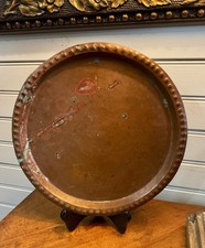 Vintage Hammered  Copper Tray  Mexico 11” Signed picture