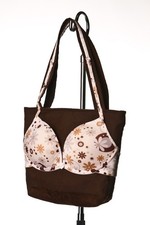 Vintage Handmade Bra Purse Brown Floral Lingerie Novelty Tote Shoulder Bag Y2K picture