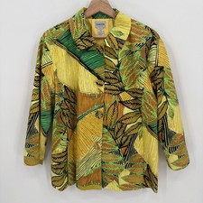Vintage Chico's Womens Tropical Floral Button Up Jacket Size 3/XL Sequin Artsy picture