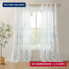 Semi Sheer Curtain, Burnout Botanical Print, 2-PK 50x84 Aqua picture