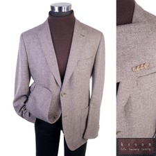 Kroon Blazer Sport Coat Sz 42R Tweed Beige Wool Two Button Jacket EUC picture