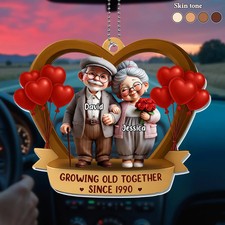 Growing Old Together Personalized Elderly Couple Acrylic Ornament Gift Decor picture
