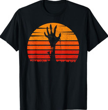 Vintage Retro Sunset Halloween Zombie Hand Scary Costume T-Shirt picture