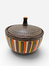 Vintage Bitossi Rosenthal-Netter Lidded Bowl Aldo Londi Striped MCM Italy picture