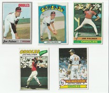 1970–1979 Topps Jim Palmer 5-Card Lot – Baltimore Orioles HOF picture