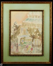 Vintage Jean Dufy (Attrib.) Post-Impressionist Cityscape Watercolor Painting picture