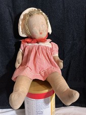 Vintage Early 20th Century Cloth Doll With Hand Painted Face picture