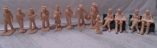 13 PLASTICVILLE O SCALE UNPAINTED FIGURES  AND 2 BENCHES LOT J picture