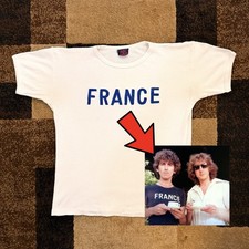 70s George Harrison Beatles “France” Chain Stitch White vintage Tshirt Men’s M. picture