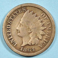 1864 Copper Nickel C/N Indian Head Cent Penny ~ G/VG VERY GOOD ~ US Type Coin picture