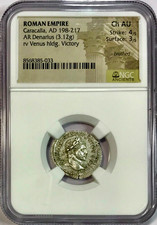 198-217 AD Caracalla As Augustus Ancient Roman Silver Denarius NGC Choice AU picture