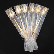 NOS Vintage Oneida Textura Gold Electroplate Iced Tea Spoons 7.5 in Set of 6 MCM picture
