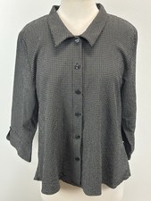 Habitat Clothes To Live In Grid Tunic Top Women’s L Black Lagenlook Lightweight  picture