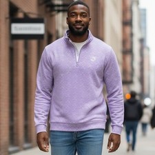 Levelwear Chameleon Mens Pastel Lilac Quarter Zip Pullover L (NWT $100)Mock Neck picture