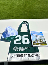 Belmont Park Horse Racing Return to Racing Program Tote Bag & Reversible Hat NEW picture
