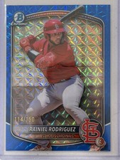 2025 Bowman Chrome Rainiel Rodriguez /150 Prospects Blue Geometric Cardinals 🔥 picture