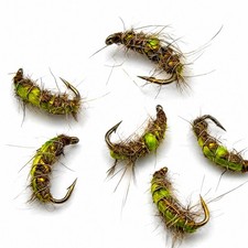 Scud Trout Flies Green Sow Bug Shrimp Bead Head Euro Nymph Fly Fishing #14 Lot 6 picture