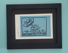 KEITH HARING + SIGNED VINTAGE 1989 PRINT FRAMED picture