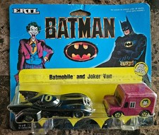 ERTL  Diecast Batman Batmobile & Joker Van Set 1989 1:64  **Card & Bubble Wear** picture
