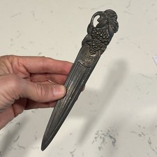 Vintage WWII French Pewter Reims 45 Art Nouveau Letter Opener picture