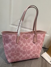 COACH City Tote Bag Signature Canvas Powder Pink CAL49 Outlet NEW picture