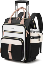 Rolling Backpack for Women, 15.6 Inch Travel Backpack with Wheels, Stylish Rolli picture