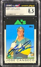 JOSE CANSECO SIGNED 1986 TOPPS TRADED #20T ROOKIE CGC 8.5 AUTO GRADE 10 RC picture