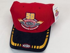 NEW Vintage 2001 Hat NHRA Drag Racing 50th Anniversary NWT Red Engine Strapback picture