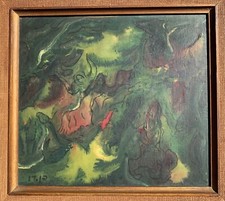 Penn (Mid 20th Century) Beautiful Abstract Avant-Garde Surrealism Oil Painting picture