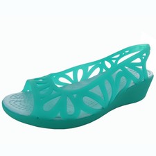 Crocs Womens Adrina III Mini Wedge Sandal Shoes, Tropical Teal/Ice Blue, US 11 picture
