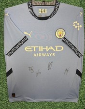 Manchester City 2024/25 Original Fan Jersey Signed by Oscar Bobb & Ederson picture