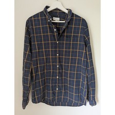 GAP Men's Navy Blue Plaid Button-Down Shirt (M) Preppy Heritage picture