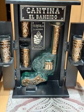 Handcrafted Mexican Cantina El Bandido Skull Tequila Decanter Shot Glass Set picture